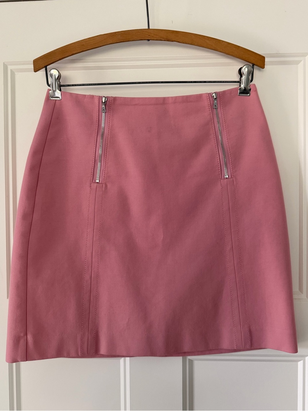 LOFT Pink Double Zipper Bi Stretch A-line Pencil Skirt